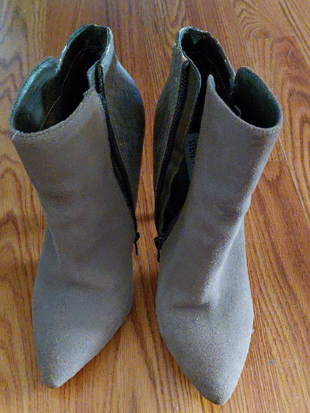 Steve Madden Gray Suede Pointed-Toe Ankle Booties